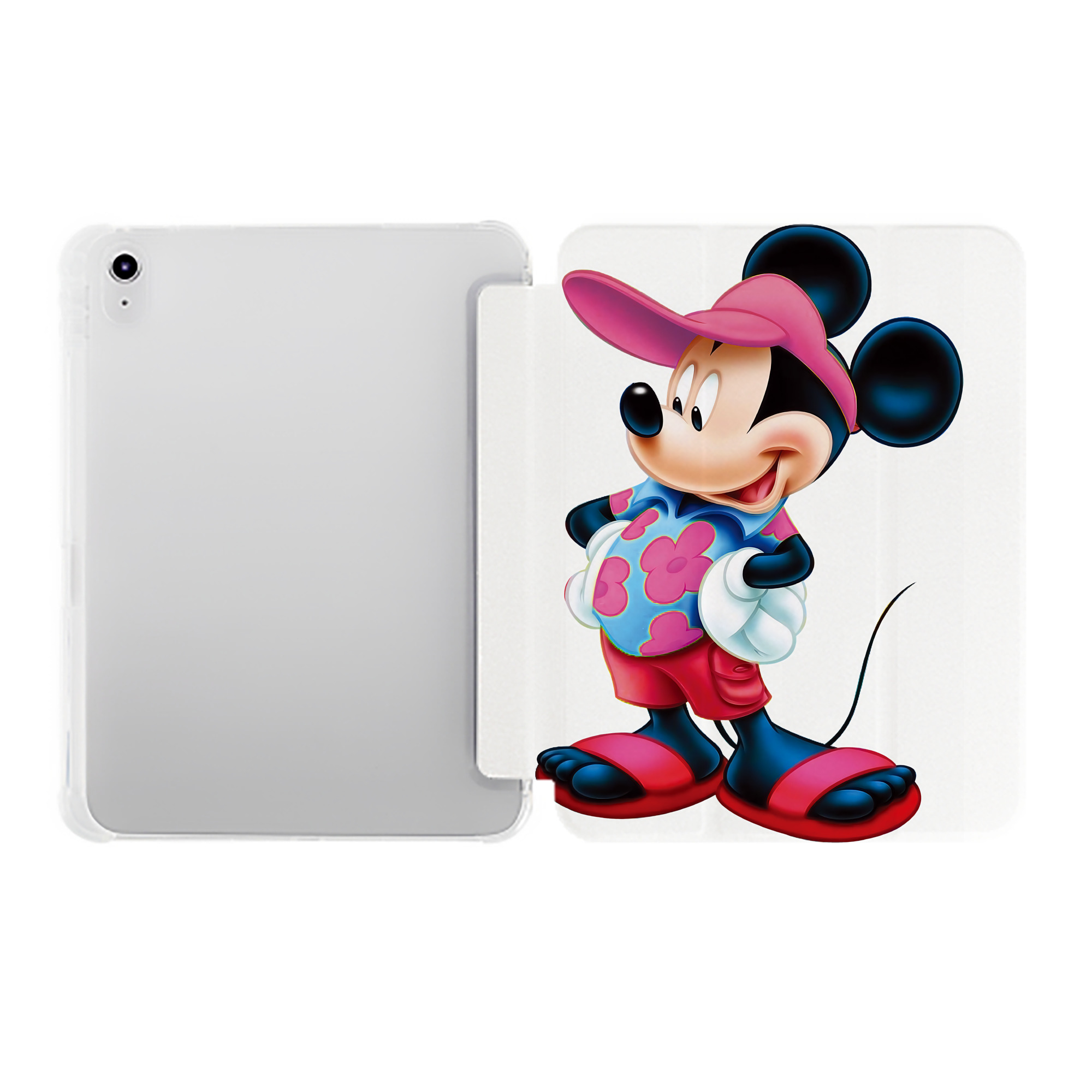 （画像用） ミッキーマウス Mickey Mouse IPad ケース ペン収納付き 三つ折りスタンド PUレザー×シリコン 対応機種9.5/10.5/10.9インチ